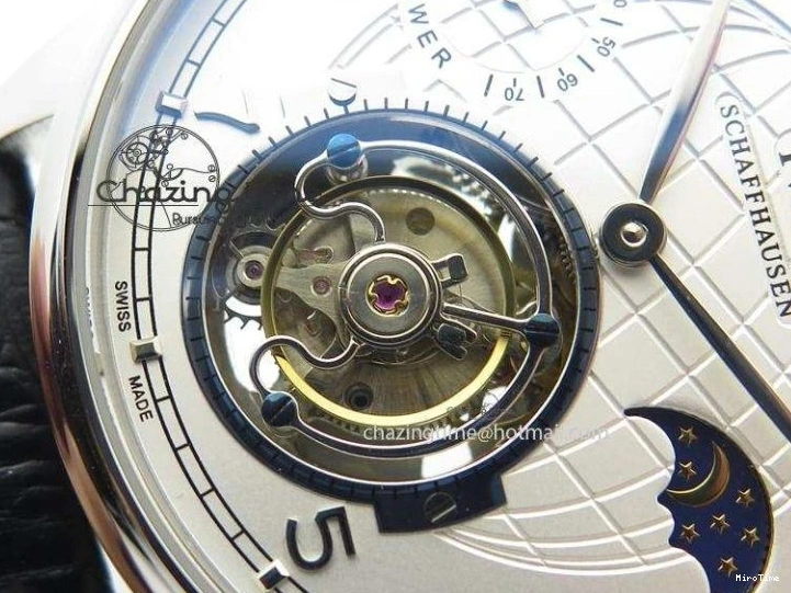 MIROTIME 0225 UrbanStyle Portuguese Tourbillon Power Reserve Moonphase SS White Dial On Black Leather Strap 7318